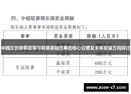 中国足协降薪政策与联赛赛制改革的核心议题及未来发展方向探讨