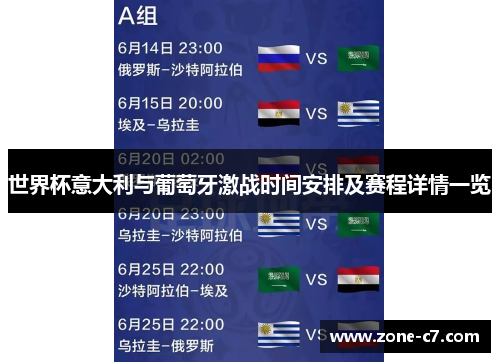 世界杯意大利与葡萄牙激战时间安排及赛程详情一览